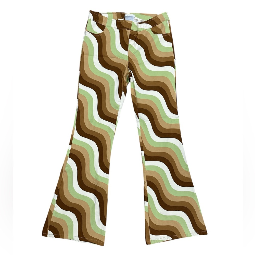 Hollister Social Tourist Low Rise Flare M Groovy Green Brown Bell Bottom Pants